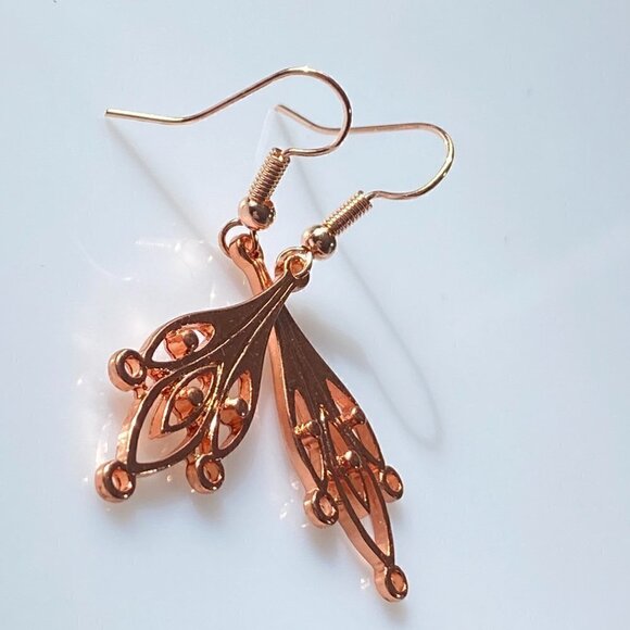❤️ Copper Leaf Drop Earrings - Picture 7 of 10